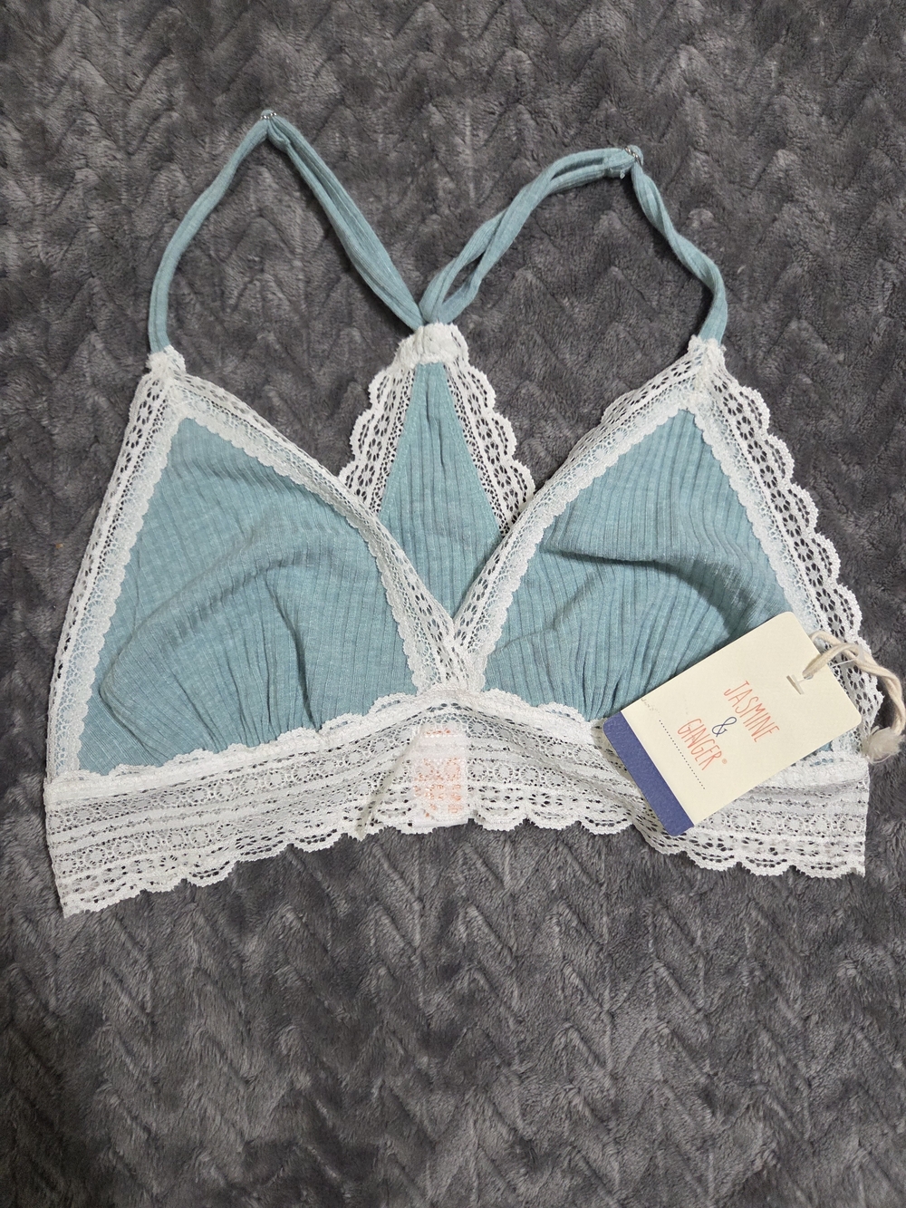 Jasmine & Ginger Jrs. Teal Ribbed Lace Bralette